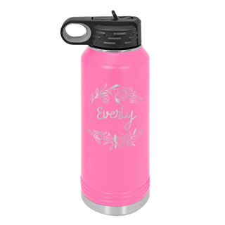 Water Bottle with Floral Design