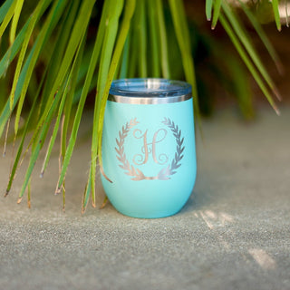 Wreath Single Initial 12 oz Tumbler