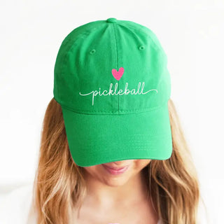 Pickleball Heart Embroidered Hat Cute Court Baseball Cap for Women #M190VL-AQ-HRTPICK - Kelly Green - Baseball Cap