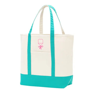 Pickleball Paddle Bow Everyday Tote Canvas Court Bag Player Gift #M733VL-MINT-PPBOW - Tote Bag - Women’s