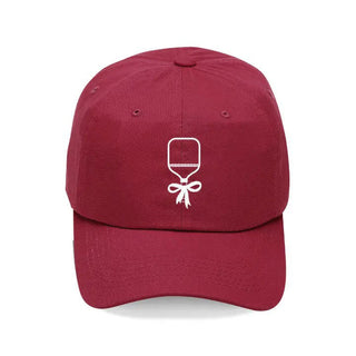 Pickleball Paddle Bow Hat Embroidered Baseball Cap for Women #M190VL-PPBOW - Garnet - Baseball Cap - Women’s