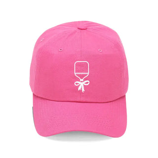 Pickleball Paddle Bow Hat Embroidered Baseball Cap for Women #M190VL-PPBOW - Hot Pink - Baseball Cap - Women’s