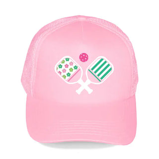 Pickleball Paddle Trucker Hat Pink Court Cap Women #L197-LTPK-SMPPAD - Trucker Hat - Women’s