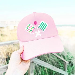 Pickleball Paddle Trucker Hat Pink Court Cap Women #L197-LTPK-SMPPAD - Trucker Hat - Women’s
