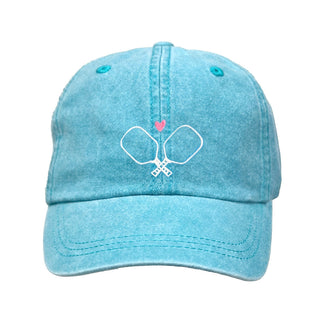Pickleball Paddles Embroidered Hat for Women Cute Adjustable Cotton Cap #M190VL-PICKLE - Aqua - Baseball Cap - Women’s