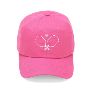 Pickleball Paddles Embroidered Hat for Women Cute Adjustable Cotton Cap #M190VL-PICKLE - Pink - Baseball Cap - Women’s
