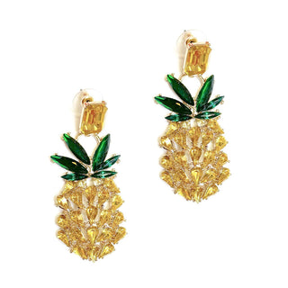 Pineapple Earrings Gemstone Tropical Beach Summer Statement Jewelry #VLJE004-PINEGEM - Dangle Earrings