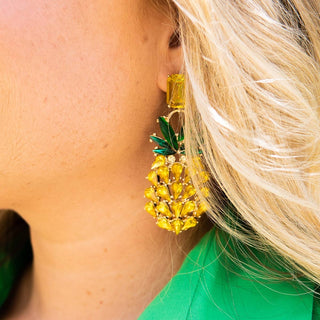 Pineapple Earrings Gemstone Tropical Beach Summer Statement Jewelry #VLJE004-PINEGEM - Dangle Earrings