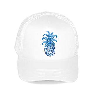 Pineapple Trucker Hat Tropical Mesh Baseball Cap for Beach Lovers #L197-SMPINE23 - White - Trucker Hat - Women’s