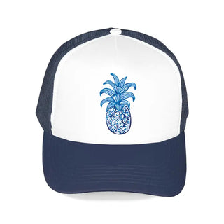 Pineapple Trucker Hat Tropical Mesh Baseball Cap for Beach Lovers #L197-SMPINE23 - Navy - Trucker Hat - Women’s