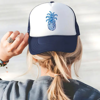 Pineapple Trucker Hat Tropical Mesh Baseball Cap for Beach Lovers #L197-SMPINE23 - Trucker Hat - Women’s