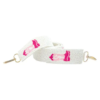 Pink Cowgirl Boots Beaded Crossbody Strap #MNA107VL-PKBOOT - Bag Strap - Women’s