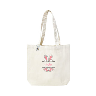 Pink Feet Bunny - Personalized Canvas Tote #HPT2515-PINKFEET-P - Tote Bag - Kids