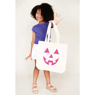 Pink Jack O Lantern Canvas Tote Halloween Pumpkin Trick or Treat Bag #HPT2515-HTPKJACK - Tote Bag - Women’s