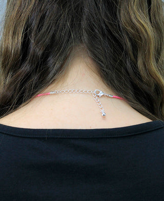 Pink Leatherette Choker Necklace with Bow Charm #ACN2671PINK-BOW - Pendant/Charm Necklace