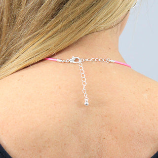 Pink Leatherette Choker Necklace with Pearl Charm #ACN2671PINK-PEARL - Pendant/Charm Necklace