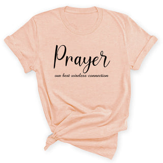 Prayer Wireless Connection Christian Faith Graphic Shirt Gift Tee #HPTS43-PRAYER - Small / Heather Peach - Screen