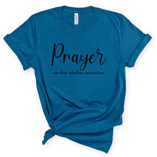 Prayer Wireless Connection Christian Faith Graphic Shirt Gift Tee #HPTS43-PRAYER - Small / Teal - Screen Printed