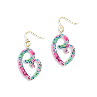 Preppy Floral Mom Earrings Colorful Acrylic Mother’s Day Gift #ACE-300GD-LOVE-PREP - Dangle Earrings