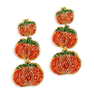 Pumpkin Beaded Earrings Fall Statement Jewelry Thanksgiving Gift #VLJE0097-PUM