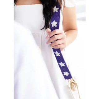Purple Star Beaded Crossbody Strap #MNA107VL-PUR - Bag Strap - Women’s