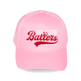 Raising Ballers Trucker Hat Sports Mom Mesh Cap for Women #M197VL-BALLERS - Light Pink - Baseball Cap - Women’s