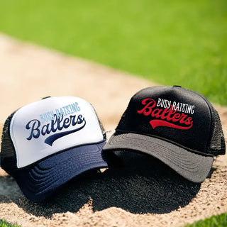 Raising Ballers Trucker Hat Sports Mom Mesh Cap for Women #M197VL-BALLERS - Baseball Cap - Women’s