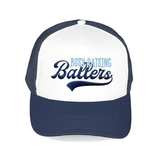 Raising Ballers Trucker Hat Sports Mom Mesh Cap for Women #M197VL-BALLERS - Navy - Baseball Cap - Women’s