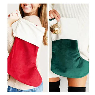 Red and Green Velvet Stocking 12 pc Prepack #PACK-M903VL - Holiday Stocking