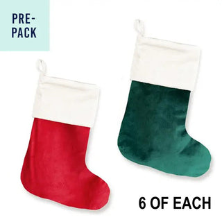 Red and Green Velvet Stocking 12 pc Prepack #PACK-M903VL - Holiday Stocking