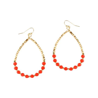 Red Beaded Earrings Patriotic Fourth of July Statement Jewelry #VLJE2163 - Dangle Earrings