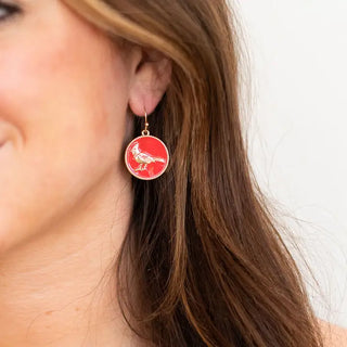 Red Cardinal Earrings Enamel Bird Jewelry Nature Lover Gift for Her #VLJ2636-RDCAR