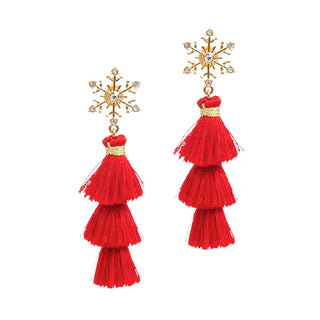 Red Let It Snow Christmas Statement Earrings Holiday Jewelry #VLJE2446-RED - Dangle Earrings