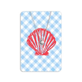 Red Seashell Keepsake Necklace Card #VLJC-1357SV-RSHELL - Keepsake Coin/Token