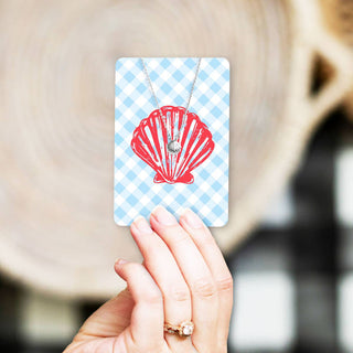 Red Seashell Keepsake Necklace Card #VLJC-1357SV-RSHELL - Keepsake Coin/Token