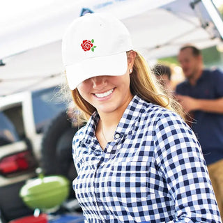 Rose Embroidered White Baseball Cap for Women Garden Flower Hat Summer #M190VL-WHT-ROSE23 - Baseball Cap - Women’s