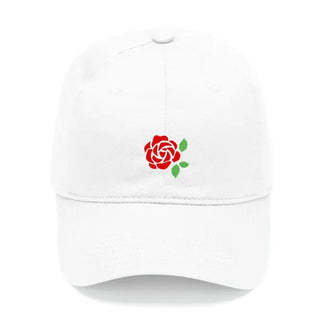 Rose Embroidered White Baseball Cap for Women Garden Flower Hat Summer #M190VL-WHT-ROSE23 - Baseball Cap - Women’s