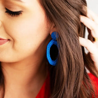 Royal Blue Beaded Earrings Game Day Team Spirit Statement Jewelry #VLJE1334-RBL - Dangle Earrings