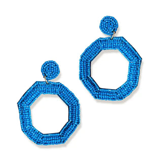 Royal Blue Beaded Earrings Game Day Team Spirit Statement Jewelry #VLJE1334-RBL - Dangle Earrings