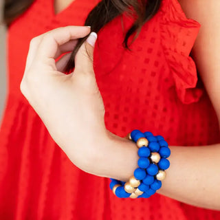 Royal Blue Bracelet Stack Beaded Stretch Game Day Team Spirit Jewelry #VLJB2492-RBL - Jewelry Set