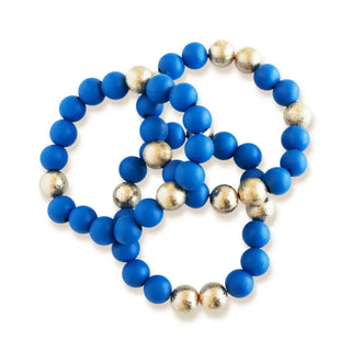 Royal Blue Bracelet Stack Beaded Stretch Game Day Team Spirit Jewelry #VLJB2492-RBL - Jewelry Set