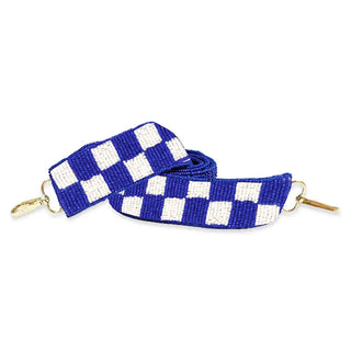 Royal Blue Check Beaded Crossbody Strap #MNA107VL-RBLCK - Bag Strap - Women’s