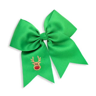 Rudolph Green Kids Hair Bow Christmas Grosgrain Alligator Clip #M5000VL-GRN-RUD - Hair Bow - Kids