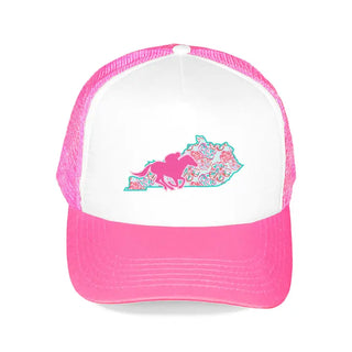 Run for the Roses Trucker Hat Derby Mesh Cap for Women #L197-NPK-HTRFR24 - Trucker Hat - Women’s