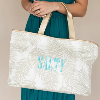 Salty Coconut Palms Ally Tote Coastal Beach Canvas Shoulder Bag #M731VL-COCO-SALTY - Tote Bag - Women’s