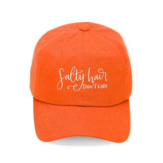 Salty Hair Don’t Care Beach Hat for Women Embroidered Coastal Cap #M190VL-SALTYH - Orange - Baseball Cap - Women’s