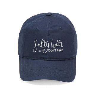 Salty Hair Don’t Care Beach Hat for Women Embroidered Coastal Cap #M190VL-SALTYH - Navy - Baseball Cap - Women’s