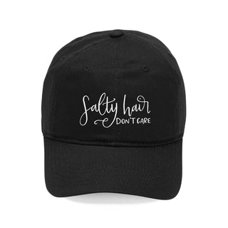 Salty Hair Don’t Care Beach Hat for Women Embroidered Coastal Cap #M190VL-SALTYH - Black - Baseball Cap - Women’s