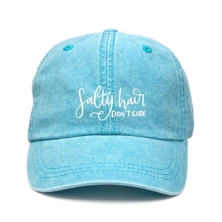 Salty Hair Don’t Care Beach Hat for Women Embroidered Coastal Cap #M190VL-SALTYH - Aqua - Baseball Cap - Women’s