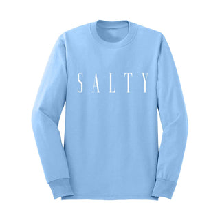 Salty Long Sleeve Shirt Coastal Beach Graphic Tee for Women #HPLS-SALTY - Light Blue / Small - Screen Printed T-Shirt